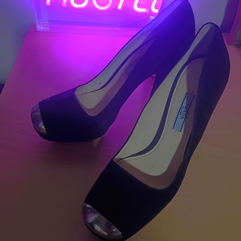 Prada Black Peep-Toe Heels
